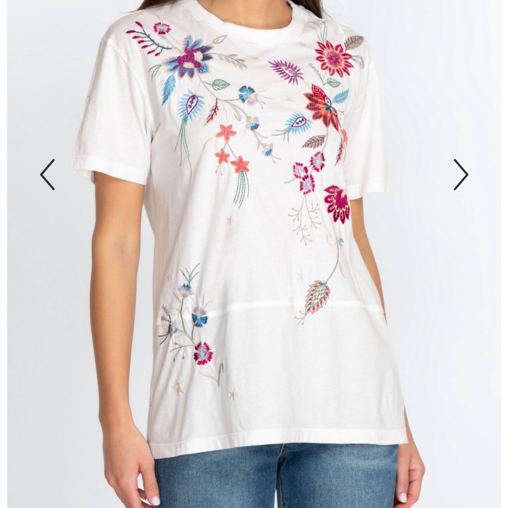 Johnny Was PHOEBE SHORT SLEEVE SEAMED RELAXED TEE
Size:L
100% Cotton